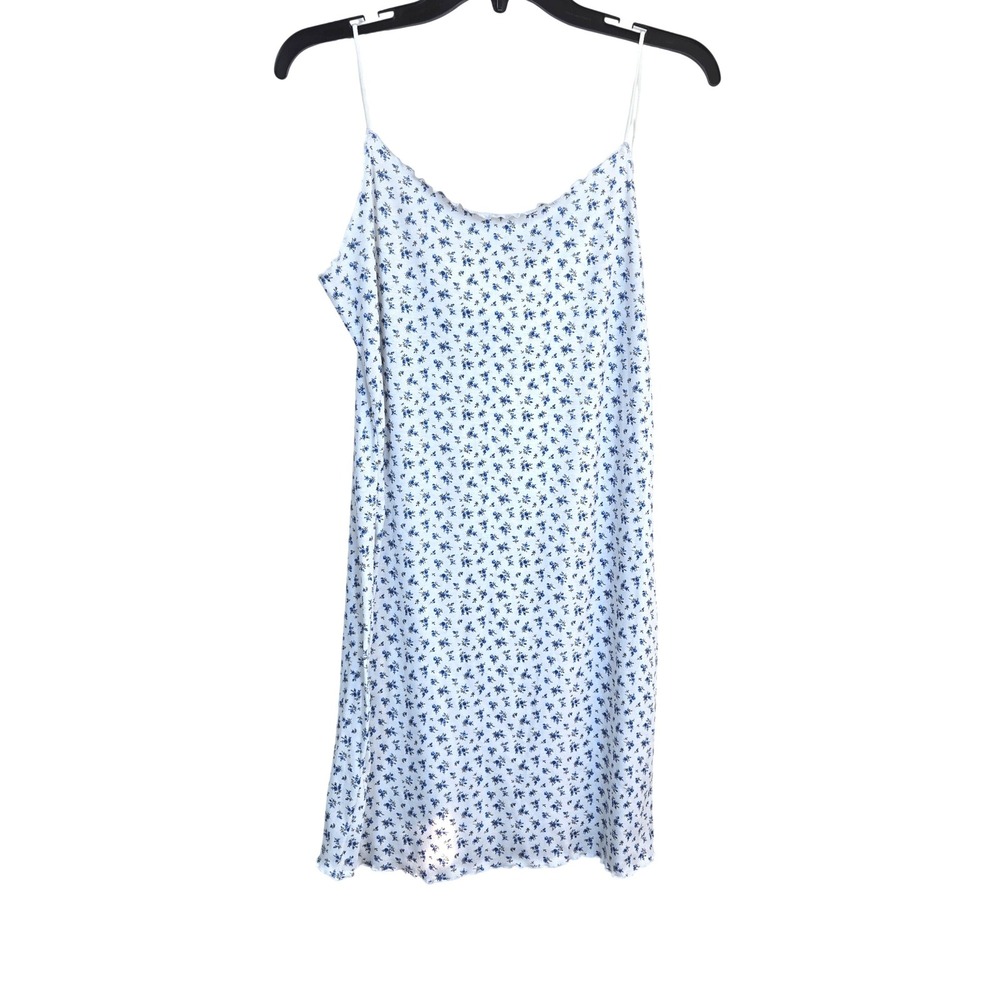Unbranded Cottagecore White Blue Ditsy Floral Lettuce Trim Y2K SlipCami Dress XL